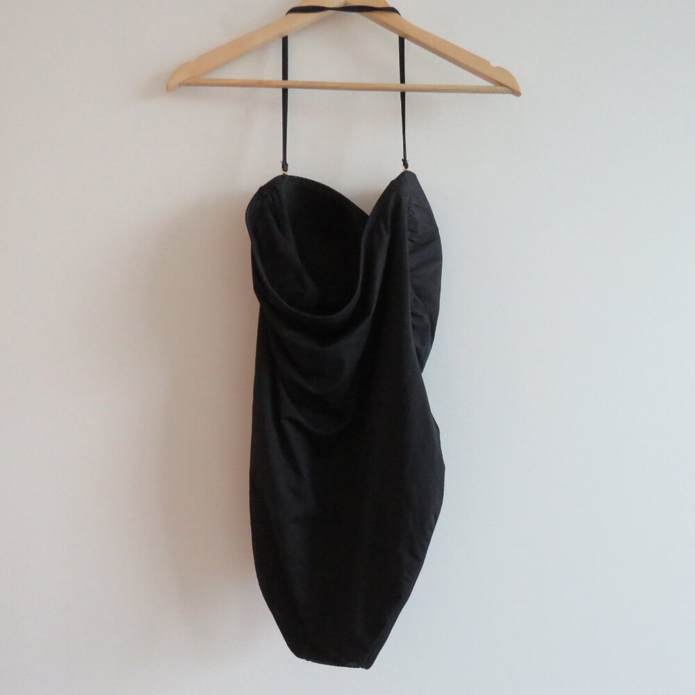 TOMMY BAHAMA Pearl Convertible One-Piece Swimsuit in Black Ruched - Size US 12 - Picture 9 of 13